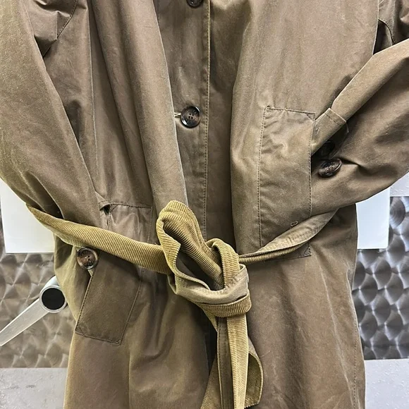 Barbour Marianne Waxed Cotton Trench Coat Size 12 USA